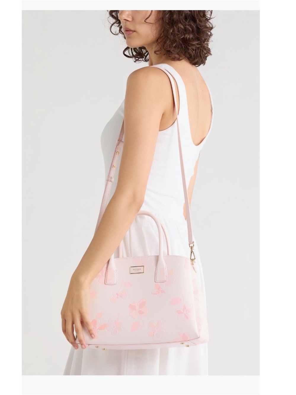 Kate Spade New York serena spring pansies embossed satchel - Picture 2 of 16